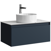 Тумба с раковиной Aqwella 5 stars Geometria 80 подвесная 1 ящик, серая, столешница белый мрамор