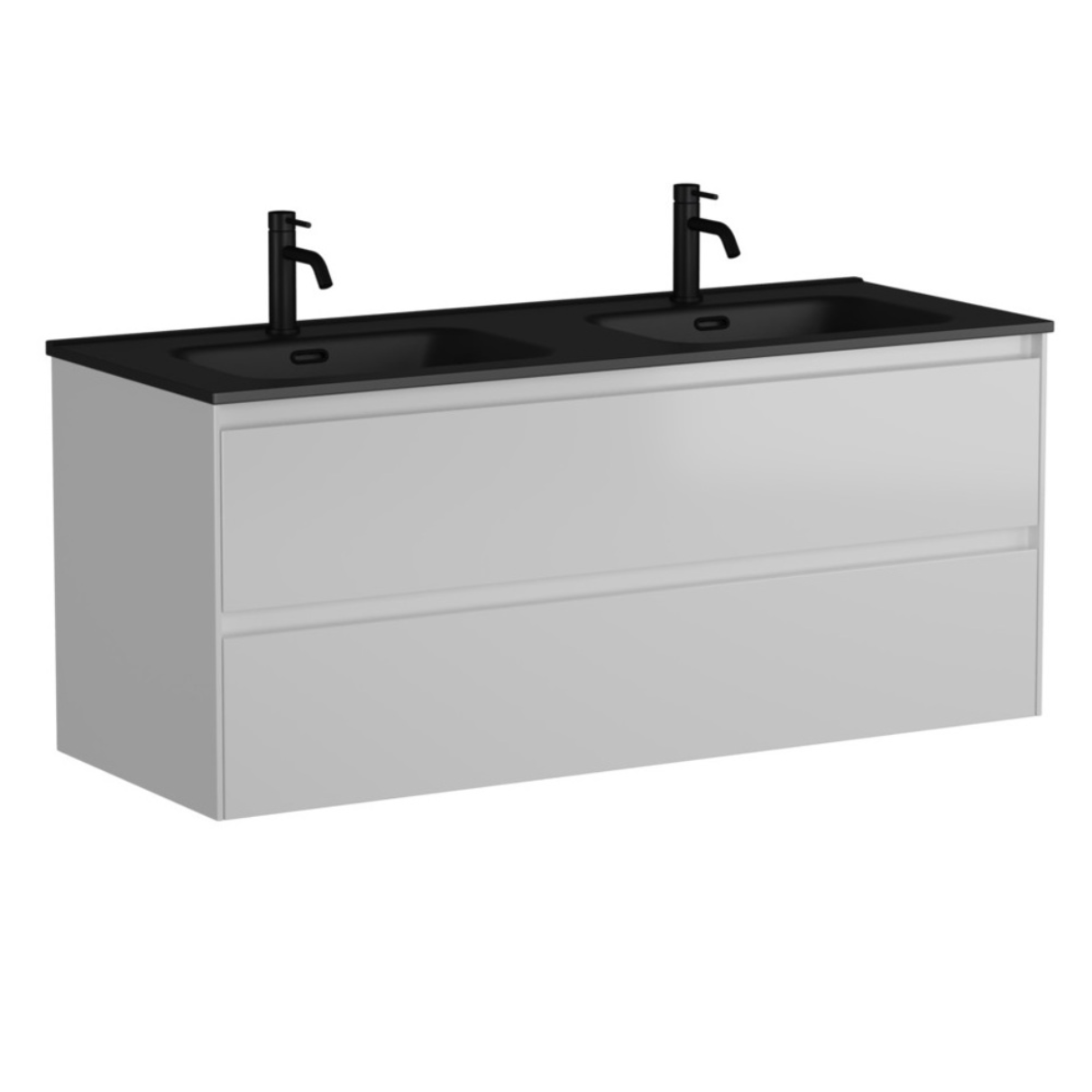 Тумба с раковиной Sancos Cento 120 двойная, с черной раковиной