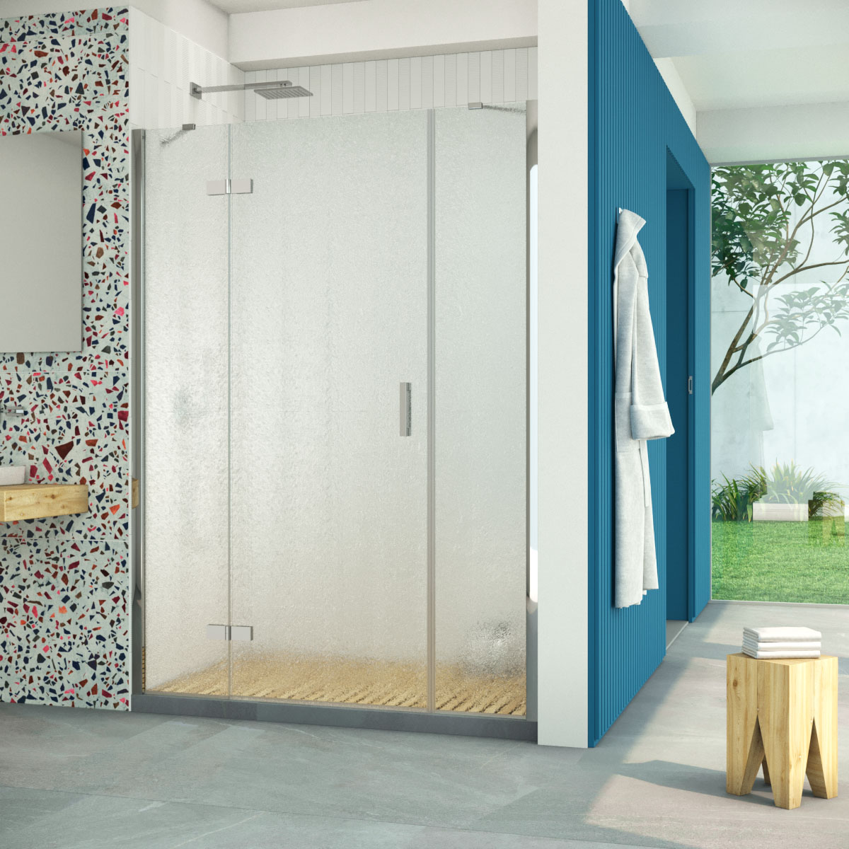 Душевая дверь в нишу Vegas Glass  AFP-F Retta 150 08 02 L, профиль глянцевый хром, стекло шиншилла