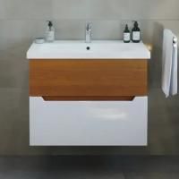 Тумба с раковиной Sanstar Valencia 60, подвесная, орех ноче эко, белый