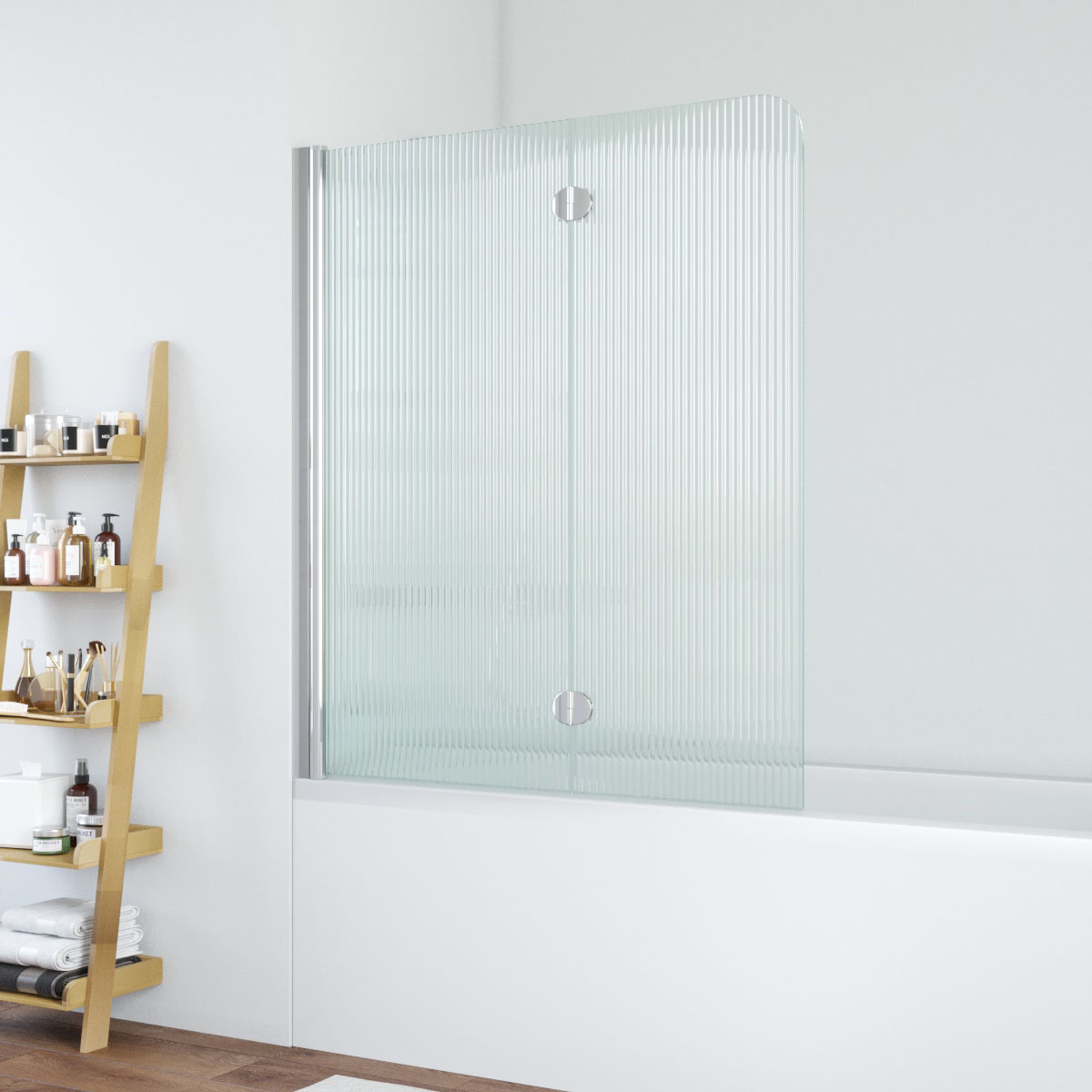 Шторка на ванну Vegas Glass  E2V 120 08 Moru L, профиль глянцевый хром, стекло Moru