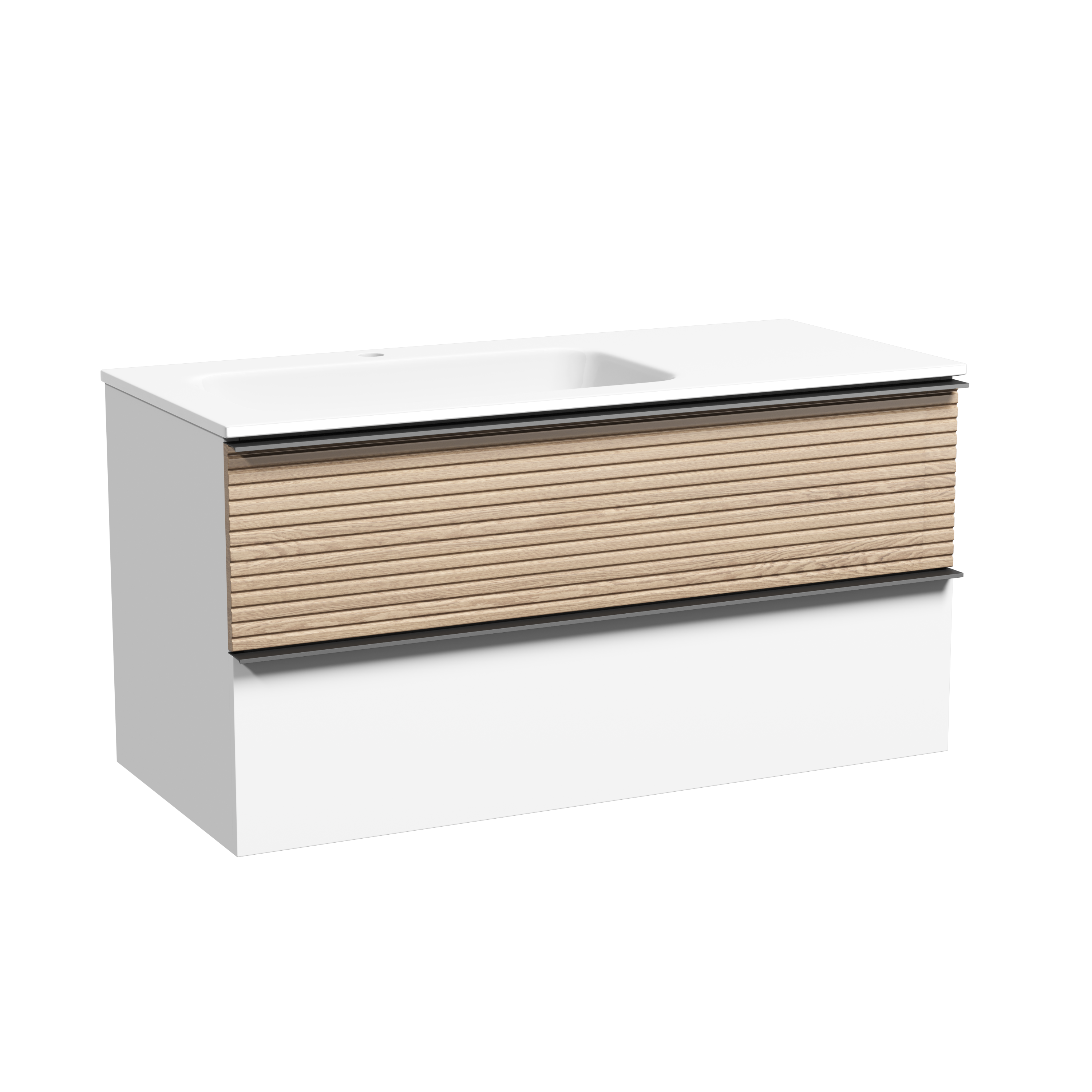 Тумба с раковиной Sancos Delta 100 дуб светлый/белый правая, DL100LW