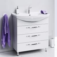 Тумба с раковиной Aqwella Allegro 75 с 3 ящиками, напольная