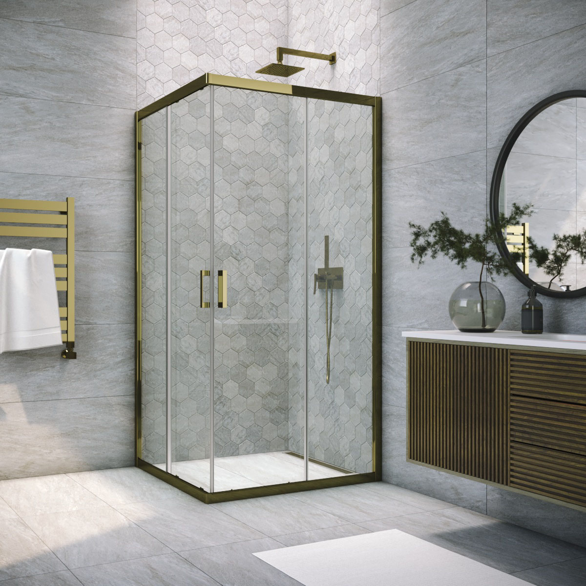 Душевой уголок Vegas Glass ZA TUR NOVO h1900 70 05 crystalvision, профиль бронза, стекло crystalvision