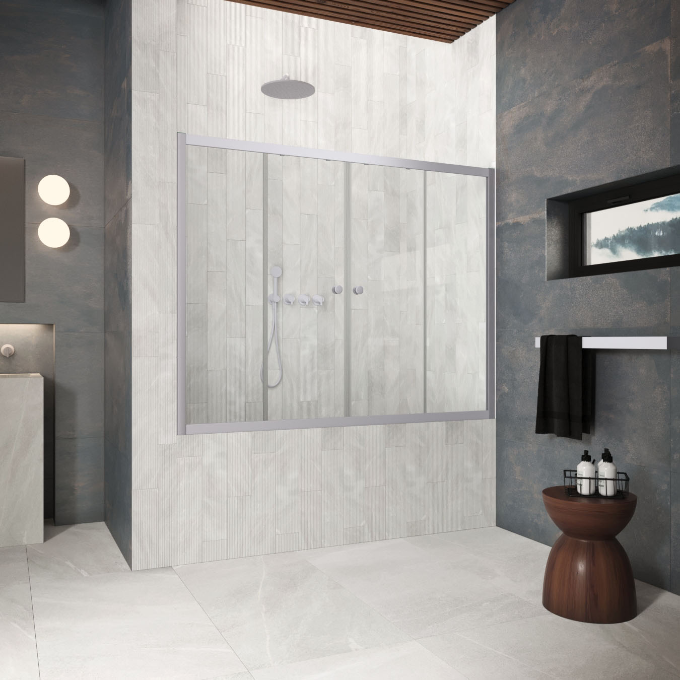 Шторка на ванну Vegas Glass  Z2V Protec 150 07 crystalvision, профиль матовый хром, стекло crystalvision