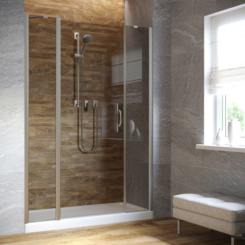 Душевая дверь в нишу Vegas Glass EP-2F LUX 185 07 07 L, профиль матовый хром, стекло графит