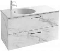 Тумба с раковиной Jacob Delafon Odeon Rive Gauche 100 белый мрамор, 2 ящика, ручки черные