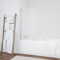 Шторка на ванну Vegas Glass EV ARC 76 07 B2 L профиль матовый хром, стекло прозрачное рисунок матовый