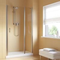 Душевая дверь в нишу Vegas Glass EP-F-1 LUX 135 08 crystalvision R профиль глянцевый хром, стекло crystalvision