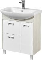 Тумба с раковиной Aquaton Бекка Pro 70 белая, дуб сомерсет