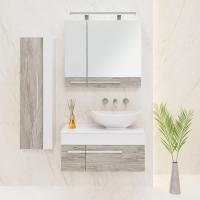 Мебель для ванной Runo Вудлайн 85, скандинавский дуб, раковина Гамма 56