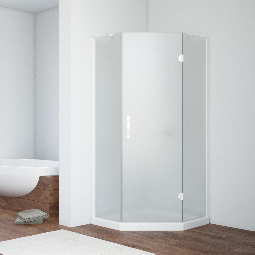 Душевой уголок Vegas Glass AFA-Pen NOVO 100 01 10 R, профиль белый, стекло сатин