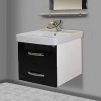 Тумба с раковиной Bellezza Рокко 50 подвесная черная 2 ящика