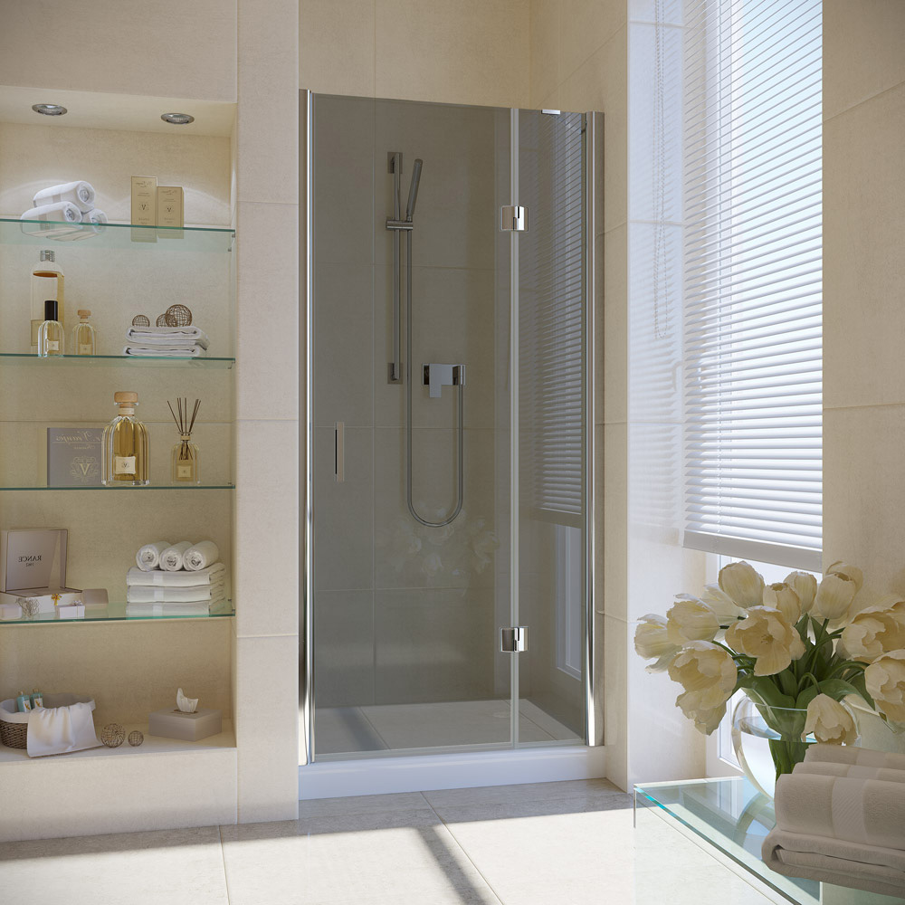 Душевая дверь в нишу Vegas Glass AFP LUX 120 08 07 R, профиль глянцевый хром, стекло графит