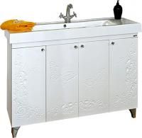 Тумба под раковину Misty Вирджиния Бабочка 105 белая фактурная