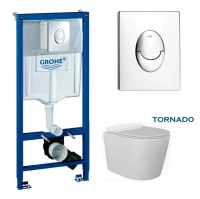 Инсталляция Grohe Rapid SL 38721001 с кнопкой + унитаз подвесной BeWash Aldo BKWHT001480