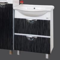 Тумба с раковиной Misty Лорд 55 2 ящика, бело-черная