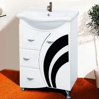 Тумба под раковину Misty Каролина 60 3 ящика R черное стекло