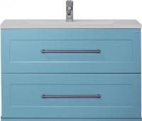 Тумба под раковину Misty Марта 80 подвесная, голубая матовая