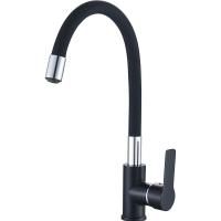 Смеситель для кухни Haiba HB70113-7 с гибким изливом черный/хром