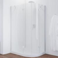 Душевой уголок Vegas Glass AFS-F 120*100 01 01 L профиль белый, стекло прозрачное