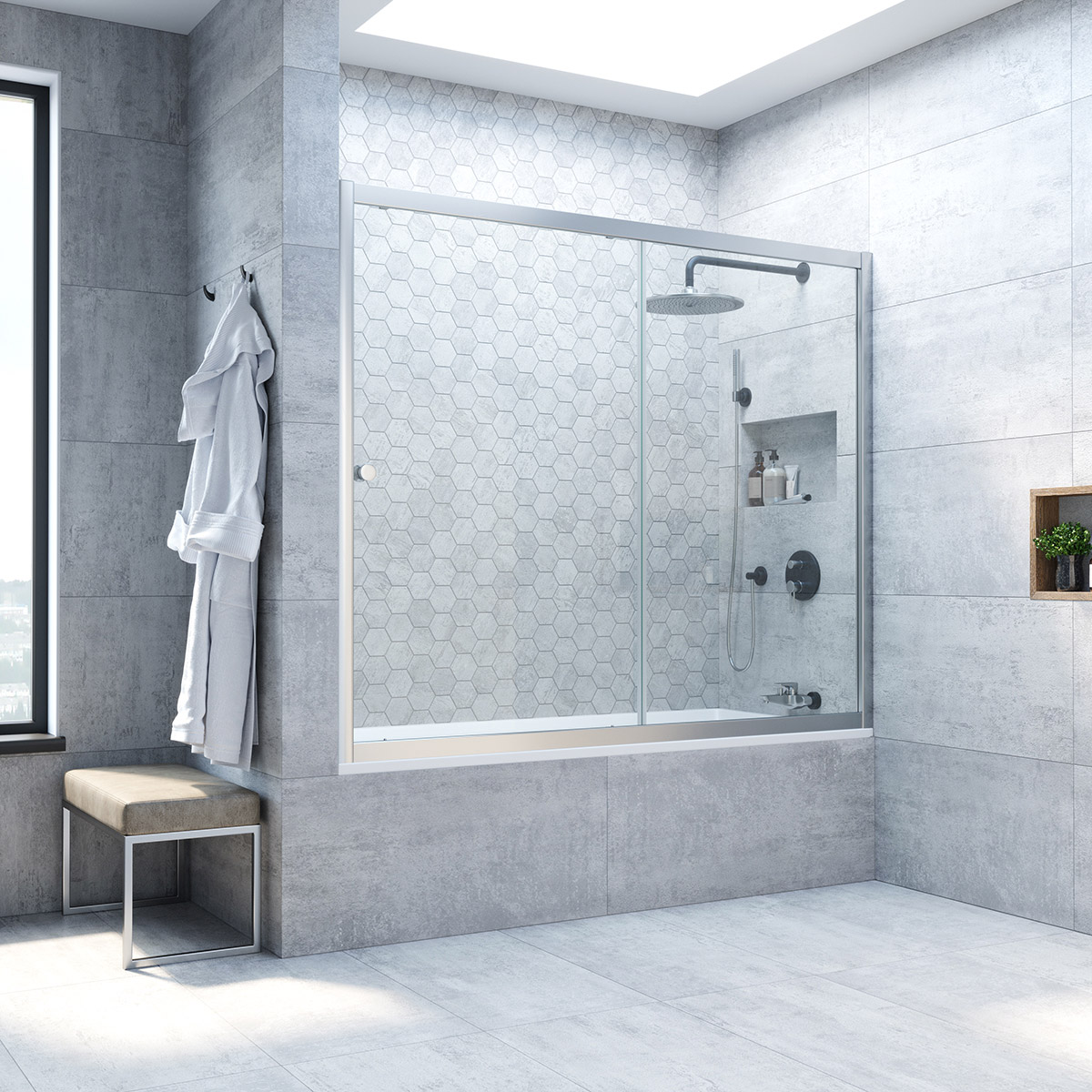 Шторка на ванну Vegas Glass ZV NOVO 190 07 01, профиль матовый хром, стекло прозрачное