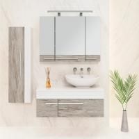 Мебель для ванной Runo Вудлайн 100, скандинавский дуб, раковина Гамма 56