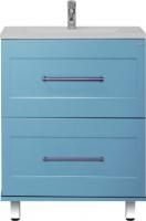 Тумба с раковиной Misty Марта 60 напольная, голубая матовая