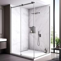 Душевой уголок Veconi Rovigo RV-075B 140x90, профиль черный матовый