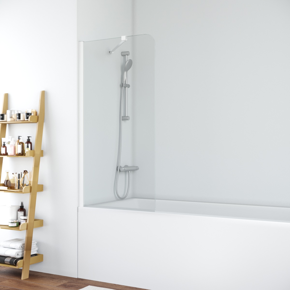 Шторка на ванну Vegas Glass EV NOVO ST 76 01 01, профиль белый, стекло прозрачное