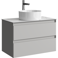 Тумба с раковиной Aqwella 5 stars Geometria 80 подвесная 2 ящика, серый туман, столешница белый мрамор