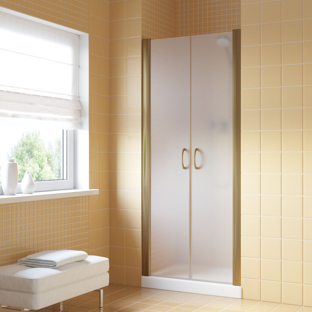Душевая дверь в нишу Vegas Glass  E2P LUX 80 05 10, профиль бронза, стекло сатин
