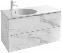 Тумба с раковиной Jacob Delafon Odeon Rive Gauche 100 белый мрамор, 2 ящика, ручки хром