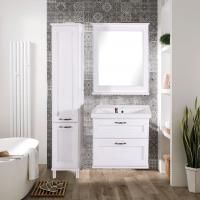 Мебель для ванной ASB-Woodline Прато 70 белая, патина серебро