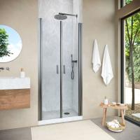 Душевая дверь в нишу Vegas Glass E2P NOVO h2000 75 11 01, профиль оружейная сталь, стекло прозрачное