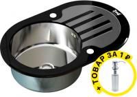 Мойка кухонная Zorg Inox Glass GL-7851-OV-BLACK черное стекло + дозатор в подарок