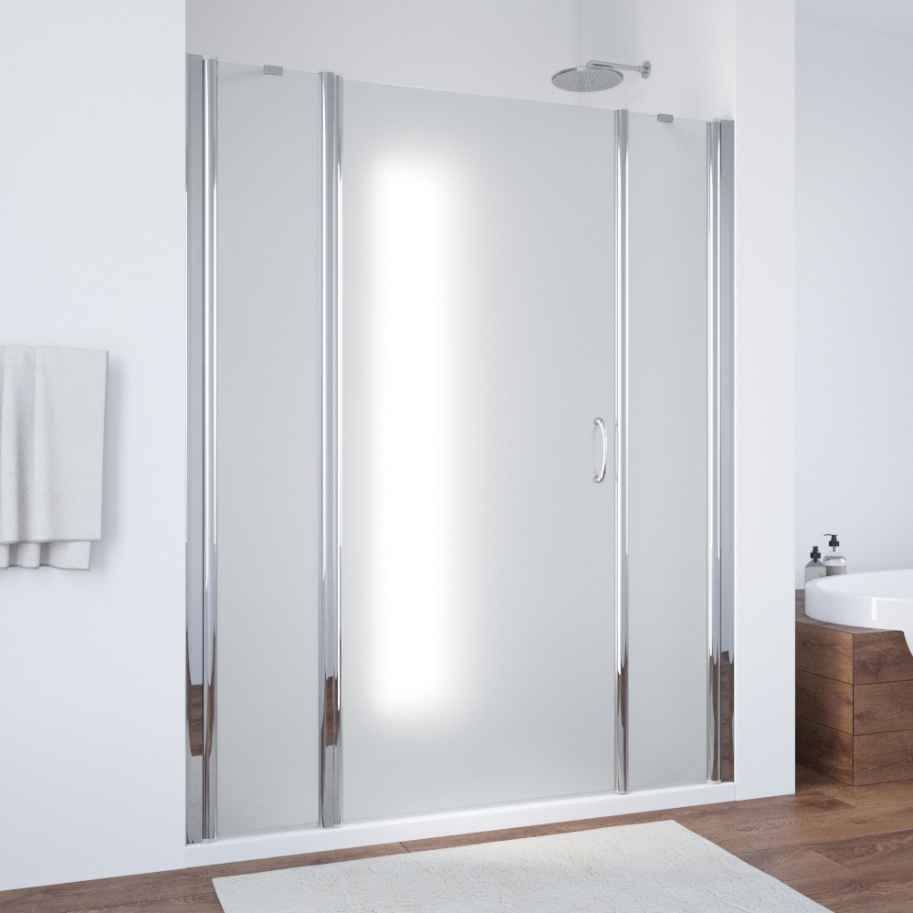 Душевая дверь в нишу Vegas Glass EP-2F 165 08 10 L, профиль глянцевый хром, стекло сатин