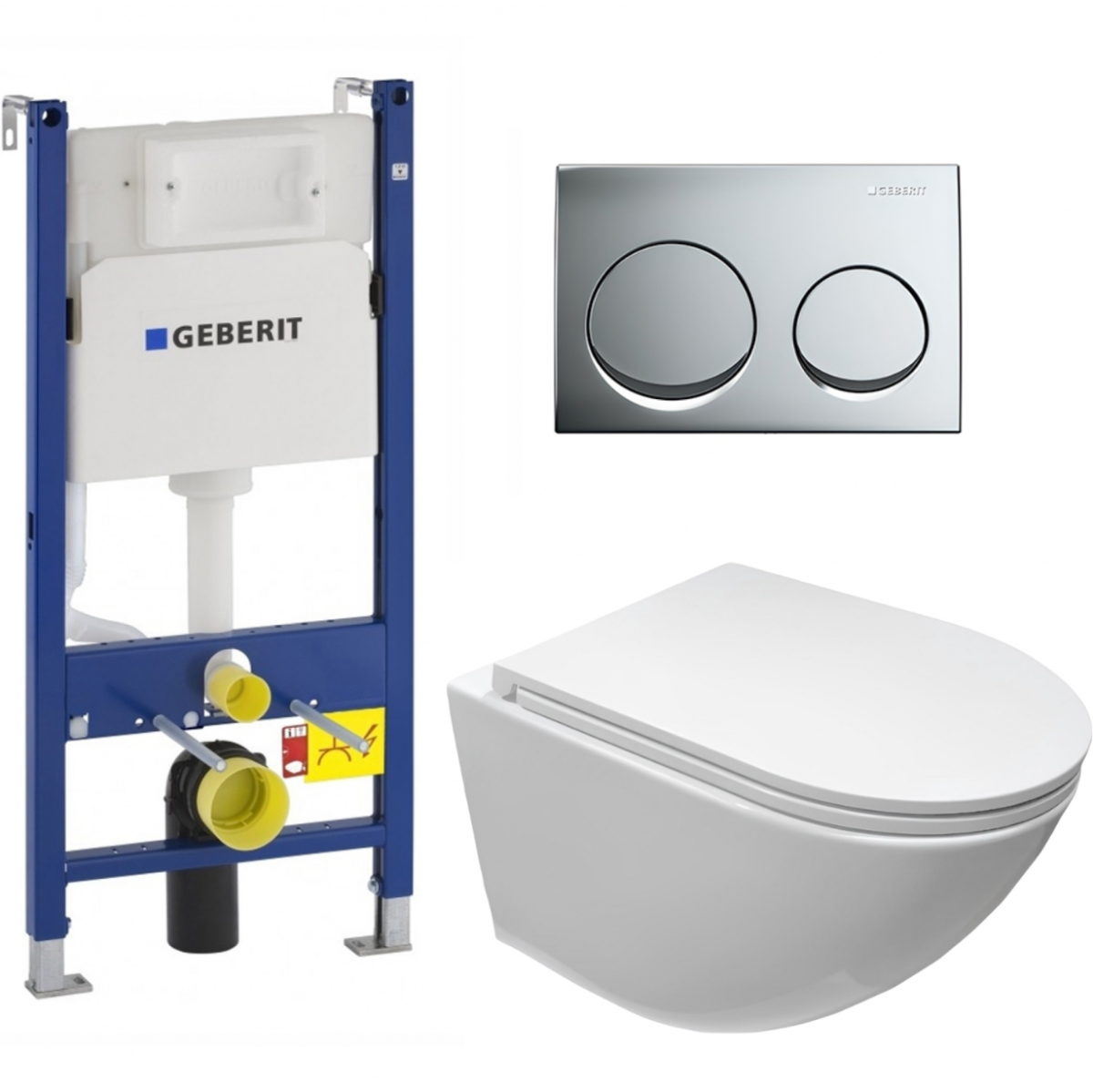 Инсталляция Geberit Duofix Delta 458.175.00.1 с кнопкой + унитаз подвесной CeruttiSpa Sella aria CT9529