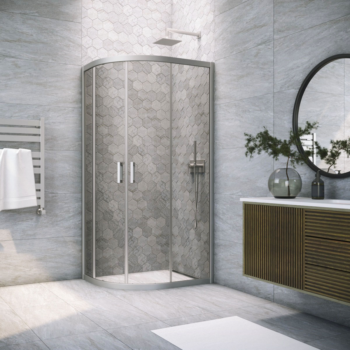 Душевой уголок Vegas Glass ZS-F NOVO 120*80 07 07, профиль матовый хром, стекло графит