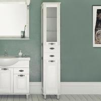 Пенал Aquanet Тесса 35 фасад стекло, жасмин, серебро