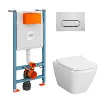 Инсталляция Vitra Integra 9856B003-7207 Square подвесной унитаз + кнопка