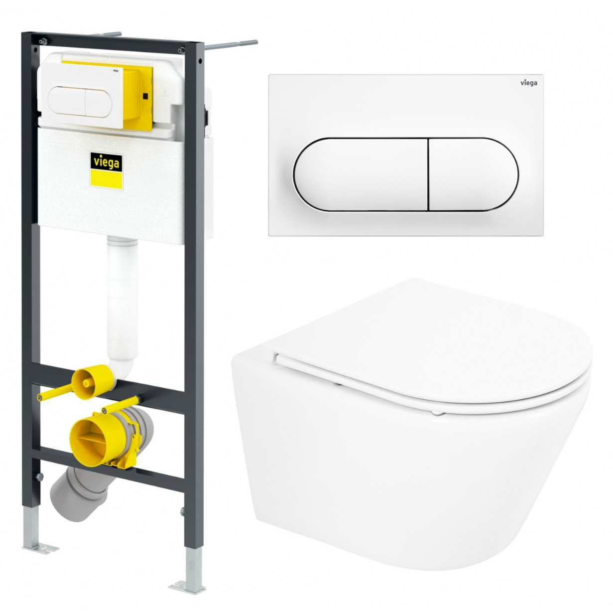 Инсталляция Viega Prevista Dry 792831 с кнопкой + унитаз подвесной BelBagno Tre BB8001CHR/SC