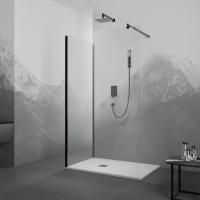 Душевой уголок RGW Walk In WA-005B (1205-1215)х1200х1950 профиль черный, стекло прозрачное