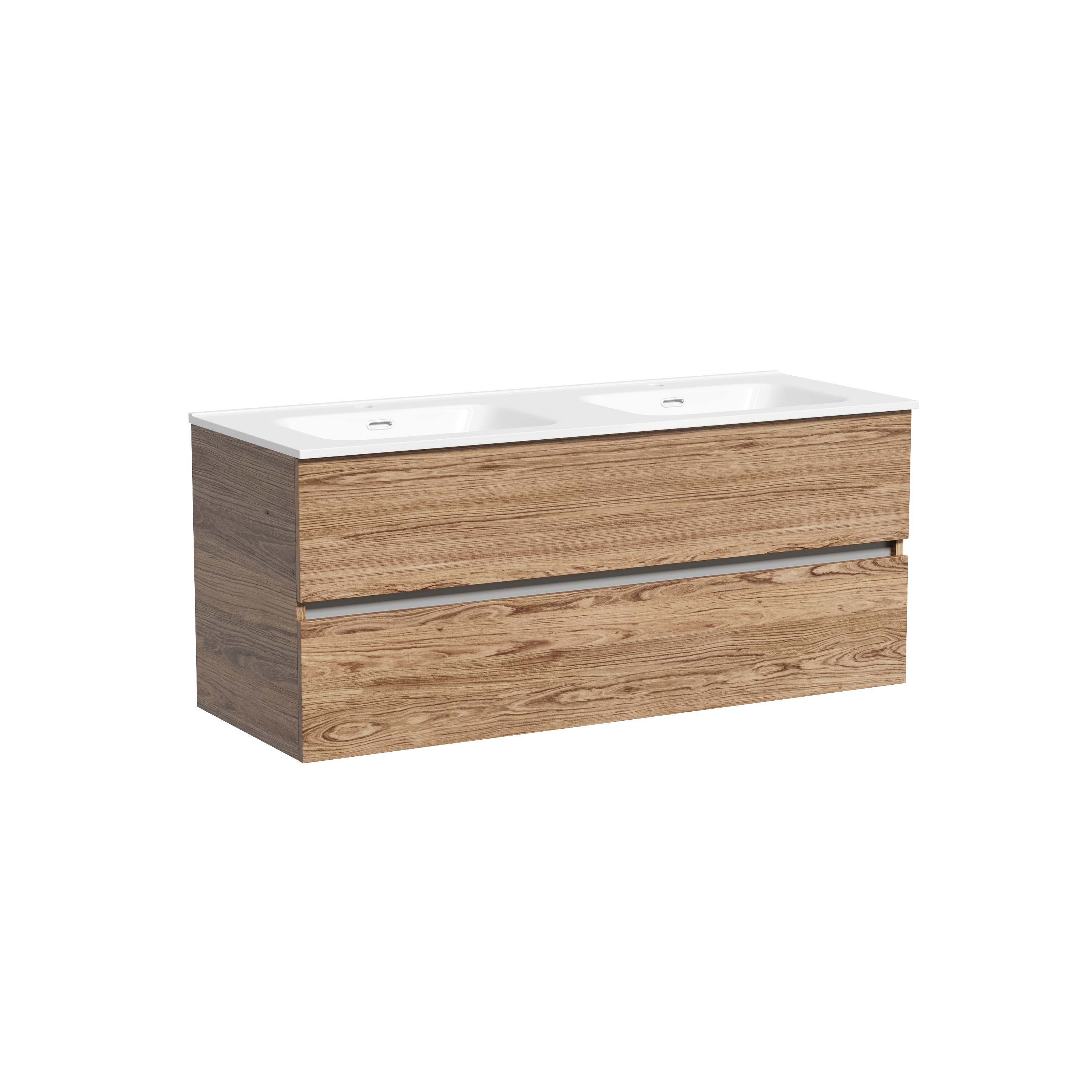 Тумба с раковиной Sancos Urban 120 дуб чарльстон с двумя раковинами, подвесная