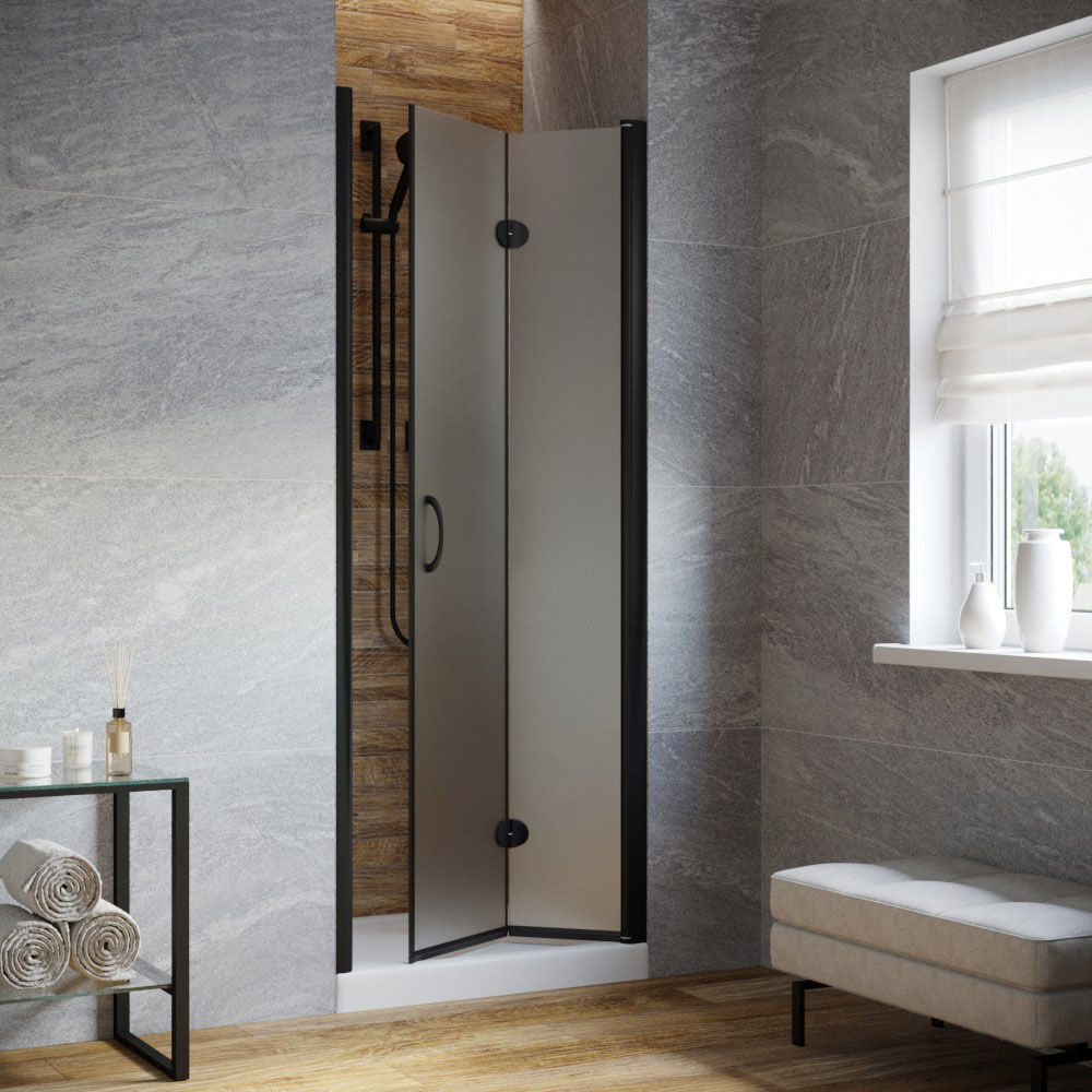 Душевая дверь в нишу Vegas Glass GPS LUX 85 02М 10 R, профиль черный матовый, стекло сатин