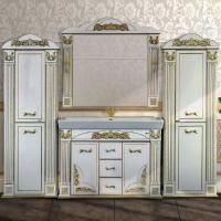 Мебель для ванной Misty Барокко 120 3 ящика белая, патина