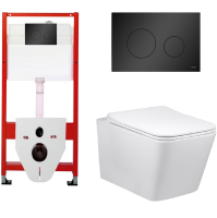 Инсталляция Tece TECEbase K440925 с кнопкой + унитаз подвесной Vincea Q-Line VT1-12T