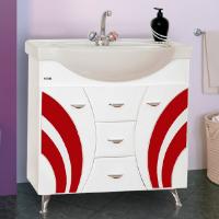 Тумба с раковиной Misty Каролина 70 красное стекло, напольная