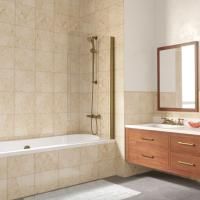 Шторка на ванну Vegas Glass EV LUX 75 05 crystalvision R профиль бронза, стекло crystalvision