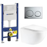 Инсталляция Geberit Duofix Delta 458.175.00.1 с кнопкой + унитаз подвесной WeltWasser Merzbach 043 MT-WT